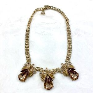 New York & Company Gold Necklace with Brown and Champagne Stones